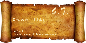 Oravan Tilda névjegykártya